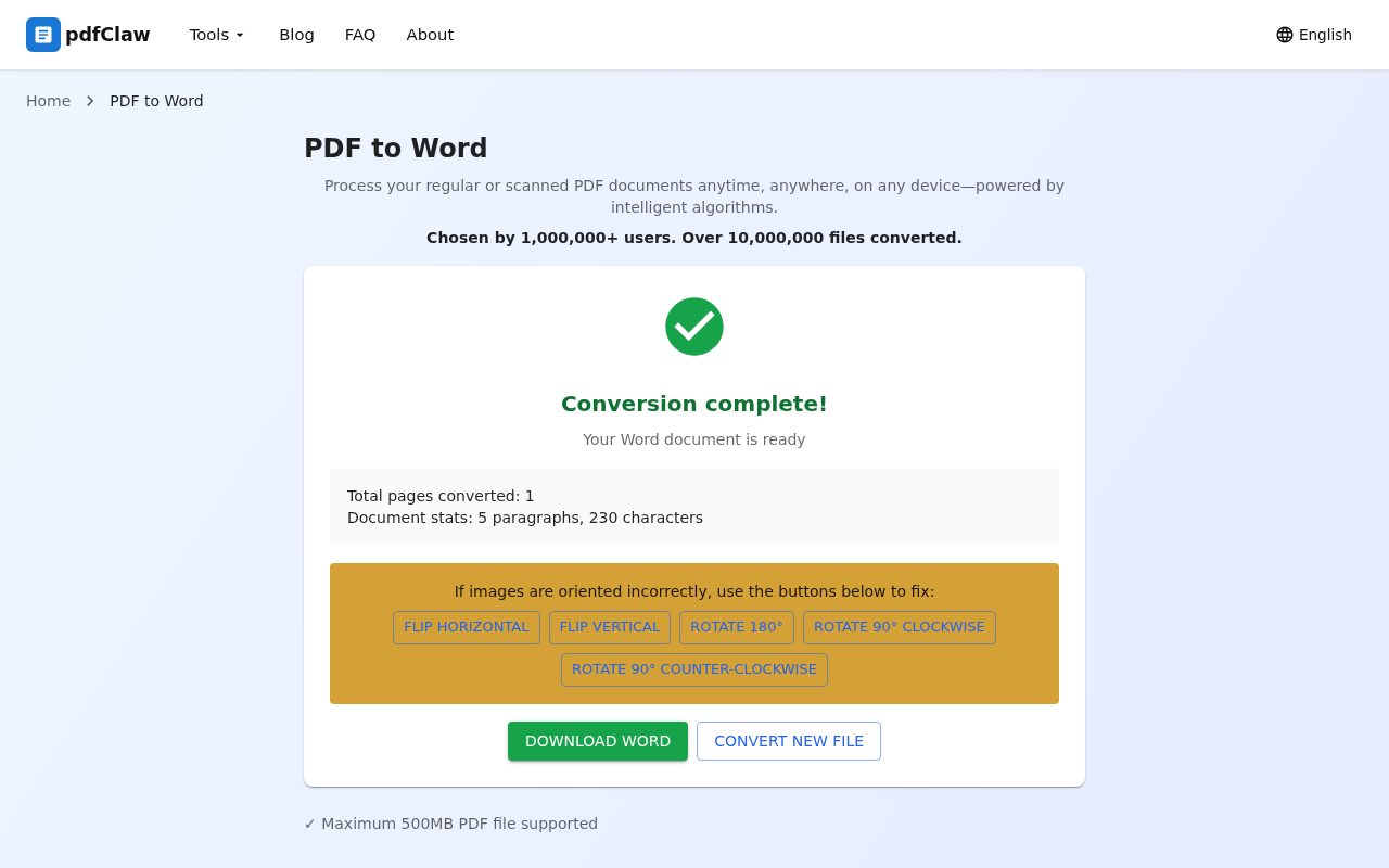 Step 2: Conversion complete